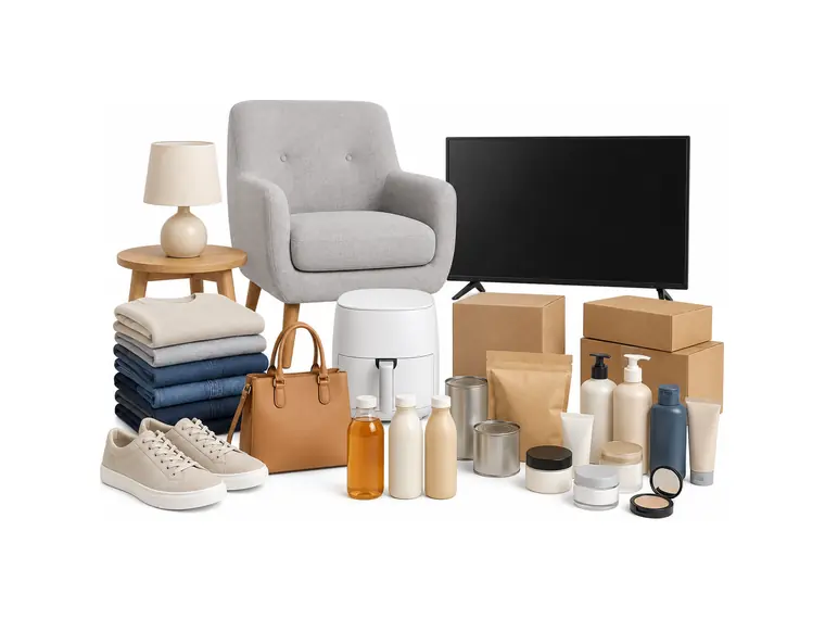 Retail and consumer goods including furniture, clothing, footwear, electronics, appliances and personal-care products