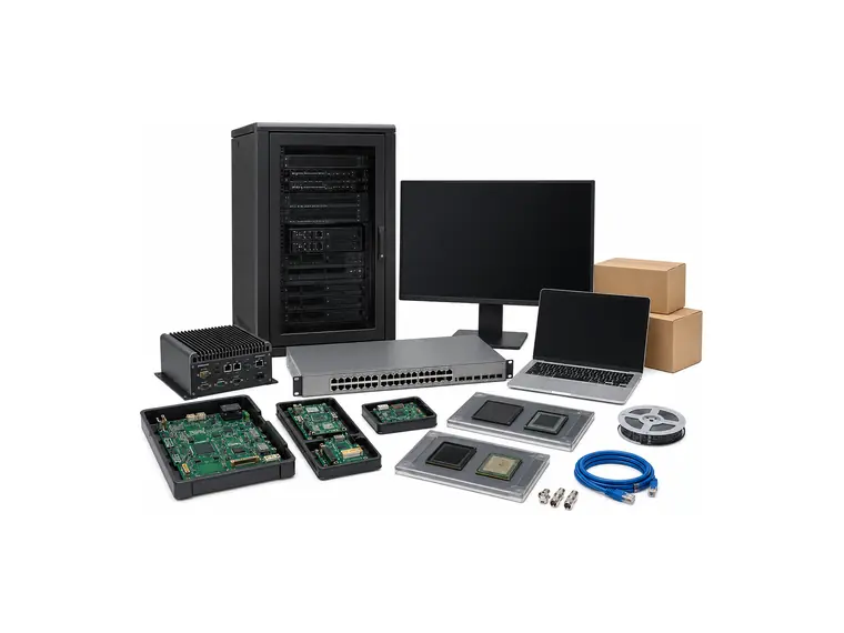 Technology and electronics products including server rack, computer, network equipment, circuit boards, chips and cables